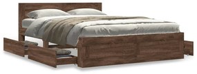 3295603 vidaXL Cadru de pat cu tăblie, stejar maro, 135x190 cm, lemn prelucrat