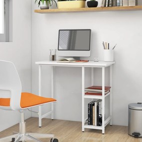 vidaXL Birou de calculator, alb, 80x40x72 cm, MDF și metal
