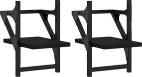 vidaXL Rafturi de perete cu bare, 2 buc, negru, 20x25x30 cm