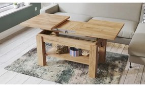 Masă extensibilă ADONIS cu raft, stejar craft