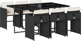 vidaXL Set mobilier de grădină cu perne, 7 piese, negru, poliratan