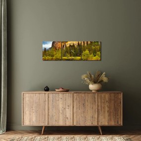 Tablou - Stânci lăngă lac (cu ceas) (90x30 cm)