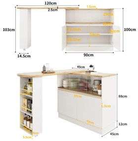 360° Masă de bar rotativă, Alb | Aosom Romania