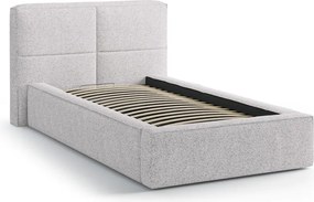 Pat gri deschis tapițat cu spațiu de depozitare cu somieră 90x200 cm Darren – Micadoni