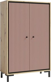 Comoda PARII PA15, stejar artisan/roz, PAL laminat, 89x37x140 cm