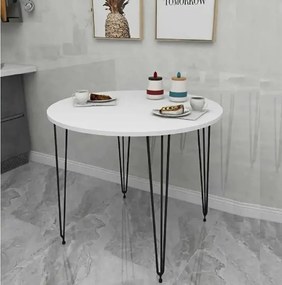 Masa bucatarie rotund texturata, alb, Homs 70x70x75 cm, A0047