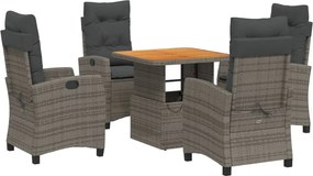 vidaXL Set mobilier de grădină cu perne, 5 piese, gri, poliratan