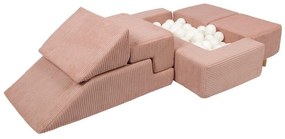 Teren de joacă din spumă roz 6 buc. din catifea reiată înălțime 40 cm 100x35 cm Montessori – Meowbaby
