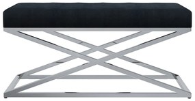 249852 vidaXL Bancă, negru, 97 cm, țesătură din catifea și oțel inoxidabil