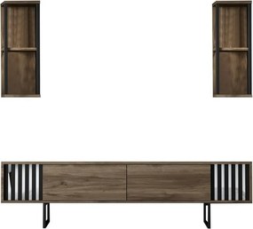 Măsuță TV cu rafturi Chrome Walnut and Black