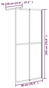 Paravan dus walk-in, 90x195 cm, sticla securizata inchisa Negru, 90 x 195 cm