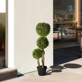 HOMCOM Plante Artificiale Decorative Buxus, Planță Sferică în Ghiveci, Plante Artificiale pentru Decor de Interior și Exterior, 90cm