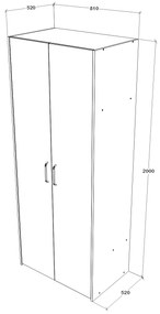 Dulap haaus Malmo, 2 Usi, Stejar Alb/Antracit, 81 x 52 x 200 cm