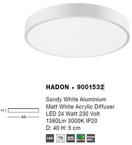 Plafoniera LED moderna design slim 40cm HADON alba NVL-9001532