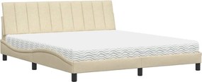 vidaXL Pat cu saltea, Hanko, crem, 180x200 cm, textil