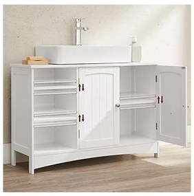Dulap de depozitare pentru chiuveta, Vasagle, 2 usi, Alb, 90 x 30 x 60 cm