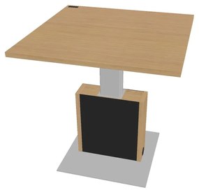 Masă de conferință reglabilă Verno+ S 120 x 120 cm, stejar deschis / negru