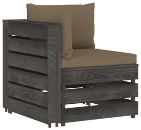Canapea de colt modulara cu perne, gri, lemn impregnat 1, taupe and grey, Canapea coltar
