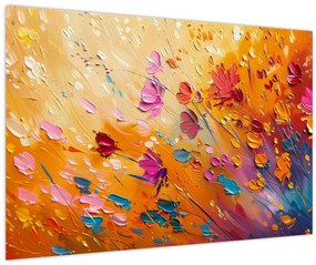 Tablou - Pictură flori colorate (90x60 cm)