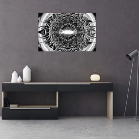Tablou cu ornamente alb negre (90x60 cm)