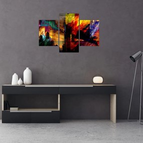 Tablou - Oraș colorat, abstracție (90x60 cm)