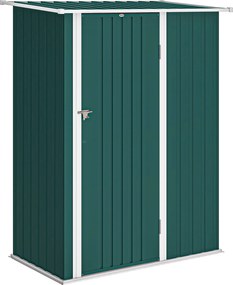 Outsunny Magazie de Grădină 1.07m² din Oțel Zincat, Căsuță pentru Depozitare cu Ușă Blocabilă, Acoperiș Înclinat, 142x86x189 cm, Verde | Aosom Romania