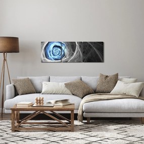 Tablou - Abstract Rose Blue (cu ceas) (90x30 cm)