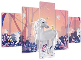 Tablou - Unicorn în pădurea fermecată (150x105 cm)