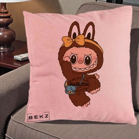 Perna Personalizata Kabuda Maro cu Funda Aurie, 40x40 cm, Roz, Husa Detasabila, Perna Inclusa, BEKZ®