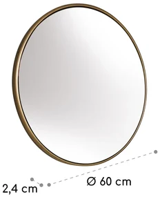Fournier Oglindă de perete cu ramă metalică rotundă 58,8 x 58,8 cm