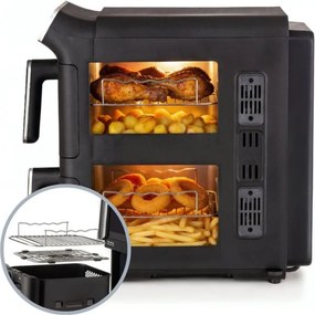 Friteuza cu aer cald dubla Ariete 4640/00, 2460 W, 11 l, 2 cosuri, 6 programe, Ecran tactil, Negru