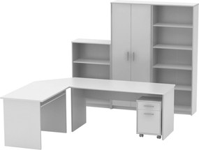 Set birou JOHAN 2 NEW, alb, DTD laminat