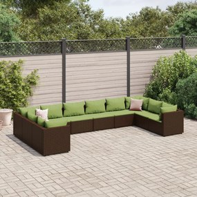 3308286 vidaXL Set mobilier de grădină cu perne, 10 piese, maro, poliratan