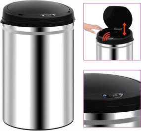 vidaXL Coș de gunoi automat cu senzor, 30 L, oțel inoxidabil