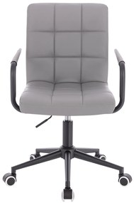 HC1015KP Scaun Gri Piele Ecologica Bază Neagră