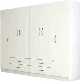 Dressing GRD0801, alb, PAL melaminat, cu 6 usi si 4 sertare, 240x46x18