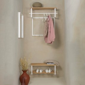 Cuier de perete alb-natural cu raft din metal Rizzoli – Spinder Design