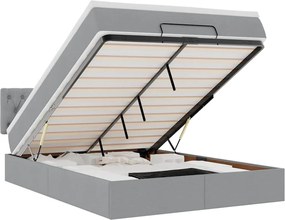 vidaXL Cadru pat otoman cu saltea țesătură gri deschis 140x200cm