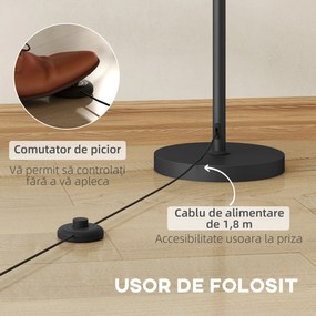 HOMCOM Lampadar de Podea cu 3 Puncte de Lumină și Întrerupător cu Pedală, Soclu E27, Auriu | Aosom Romania