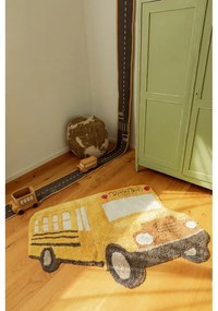 Covor pentru copii galben ocru lavabil, țesut manual din bumbac 90x130 cm School Bus – Lorena Canals