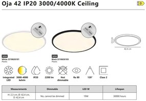 Plafoniera slim LED Oja 42 IP20 3000/4000K negru