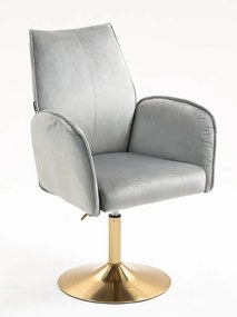 HR280N Scaun Gray din Catifea cu Bază Aurie