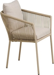 Scaun de grădină bej din metal/capitonat Salerno – House Nordic