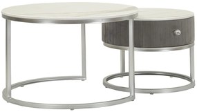 Mauro Ferretti Set De 2 Masute De Cafea Grays  Cm Ø 70X45-50X38 | Aosom Romania
