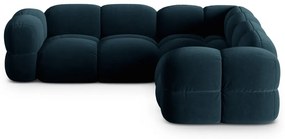 Colțar albastru închis cu tapițerie din catifea Loretto – Cosmopolitan Design