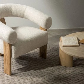 Fotoliu design crem KOKEI, stejar