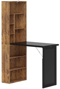 HOMCOM Birou de calculator pliabil cu bibliotecă, stație de lucru, tablă neagră și raft reglabil, 98x51x153cm, măr brun | Aosom Romania