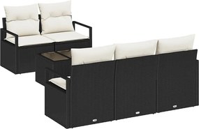 vidaXL Set de canapea cu pernă Manual 6 pcs Negru și Crem poliratan