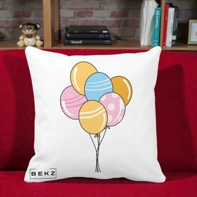Perna Decorativa Baloane Petrecere, 40x40 cm, Alba Mata, Husa Detasabila, Perna Inclusa, BEKZ®