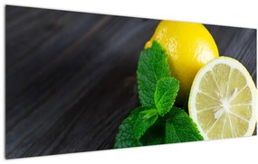 Tablou cu lămâie și mentă pe masă (120x50 cm)